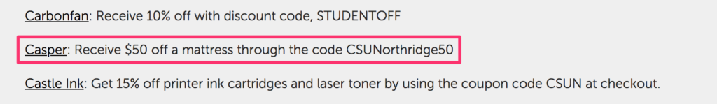 25 Casper Discount Code