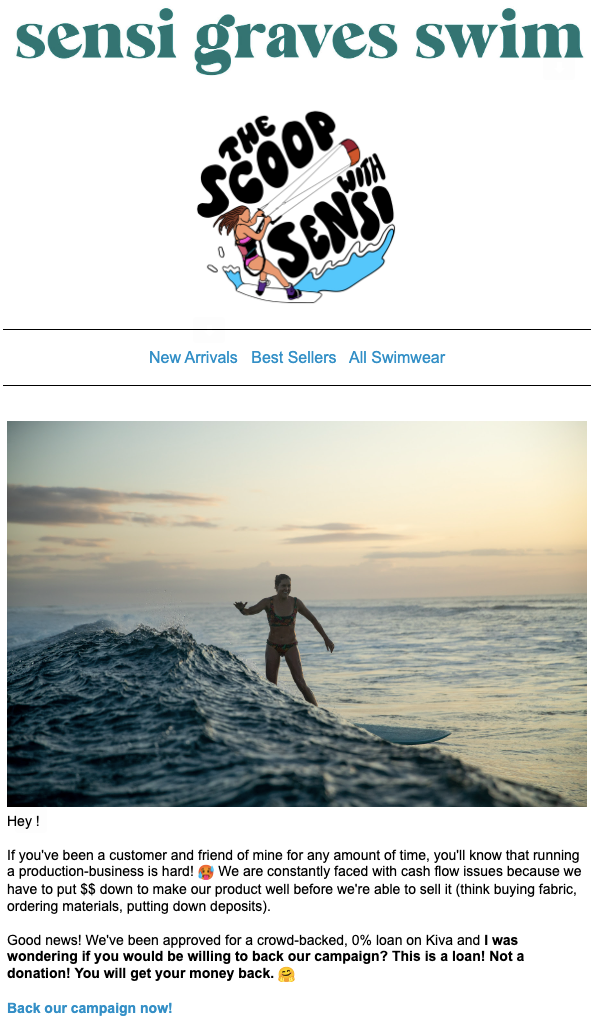 Sensi Graves Swim Ecommerce Community Building